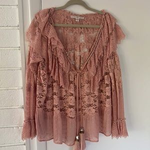 Boston Proper stunning pink lace Top size M